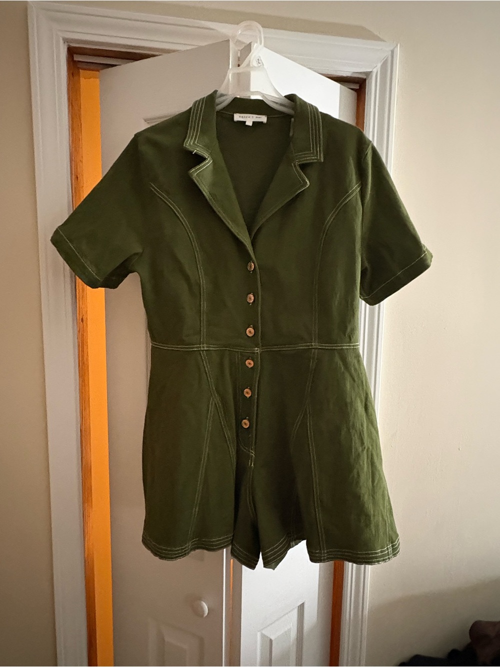 entro Olive Green Short-Sleeve Utility Romper Jacket - Picture 2 of 3
